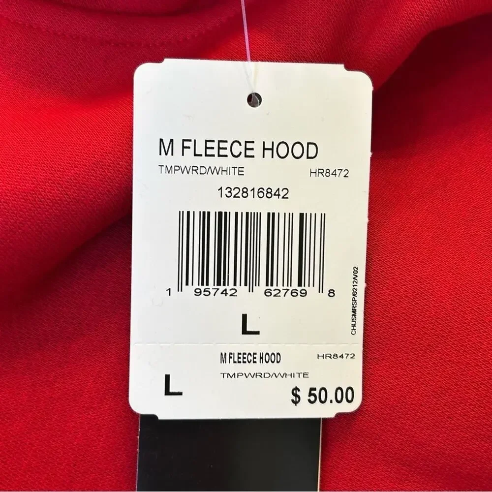 Adidas Men's Red Hoodie Sweatshirt Size Large NWT Streetwear Active Gym Casual